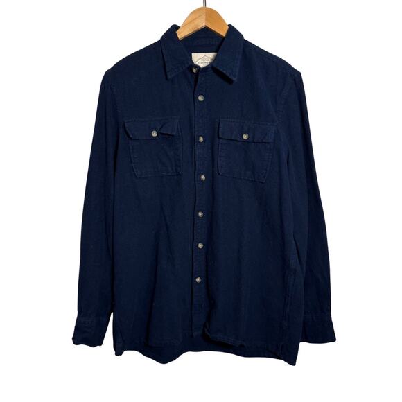 Bundle 2 Men’s Shirts M – Lands’ End Fleece Flannel & St. John’s Bay Navy - Picture 5 of 8